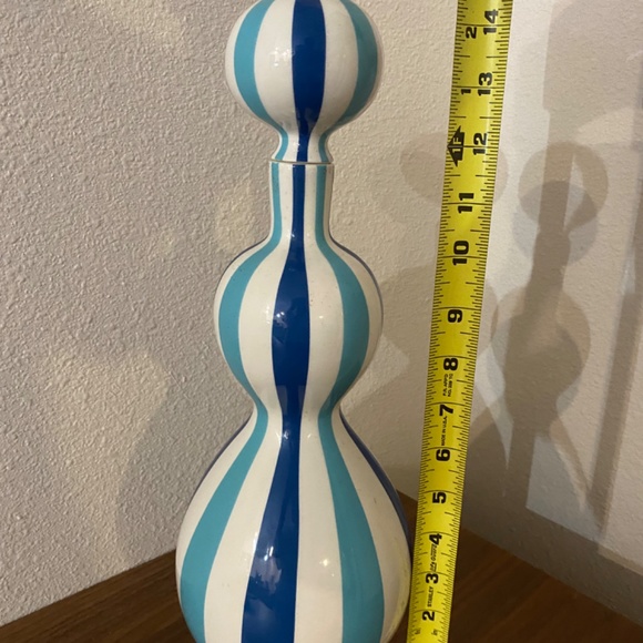 Jonathan Adler decanter vase  Blue turquoise stripe - Picture 8 of 9
